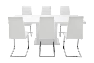 Ratliff Matgrupp 180 cm + 6 Sorado Stol - Vit/Krom - Möbler - Bord & matgrupp - Matgrupp