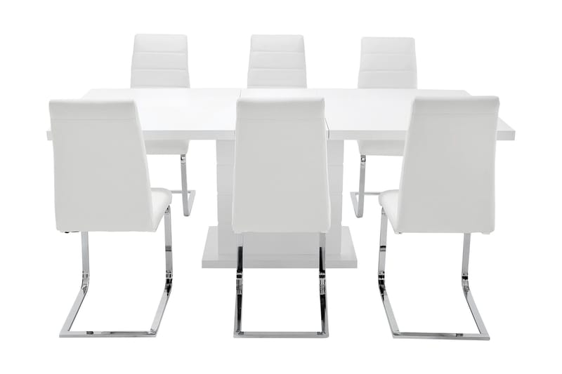 Ratliff Matgrupp 180 cm + 6 Sorado Stol - Vit/Krom - Möbler - Bord & matgrupp - Matgrupp