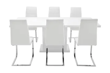 Ratliff Matgrupp 180 cm + 6 Sorado Stol - Vit/Krom - Möbler - Bord & matgrupp - Matgrupp