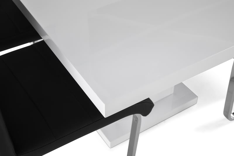 Ratliff Matgrupp 180 cm + 6 Stolar Förlängningsbart med illäggsskiva - Vit / Svart Pu / Krom - Möbler - Bord & matgrupp - Matgrupp
