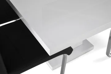 Ratliff Matgrupp 180 cm + 6 Stolar Förlängningsbart med illäggsskiva - Vit / Svart Pu / Krom - Möbler - Bord & matgrupp - Matgrupp