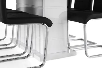 Ratliff Matgrupp 180 cm + 6 Stolar Förlängningsbart med illäggsskiva - Vit / Svart Pu / Krom - Möbler - Bord & matgrupp - Matgrupp