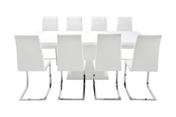 Ratliff Matgrupp 180 cm + 8 Sorado Stol - Vit/Krom - Möbler - Bord & matgrupp - Matgrupp