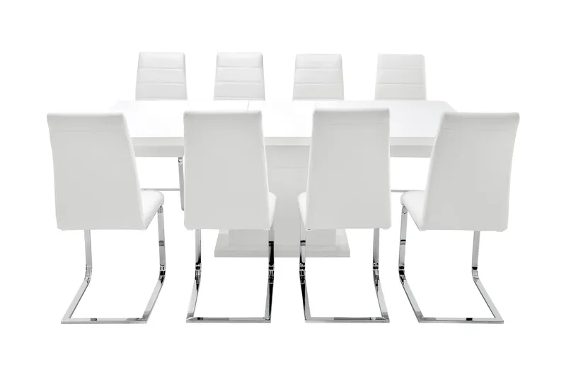 Ratliff Matgrupp 180 cm + 8 Sorado Stol - Vit/Krom - Möbler - Bord & matgrupp - Matgrupp