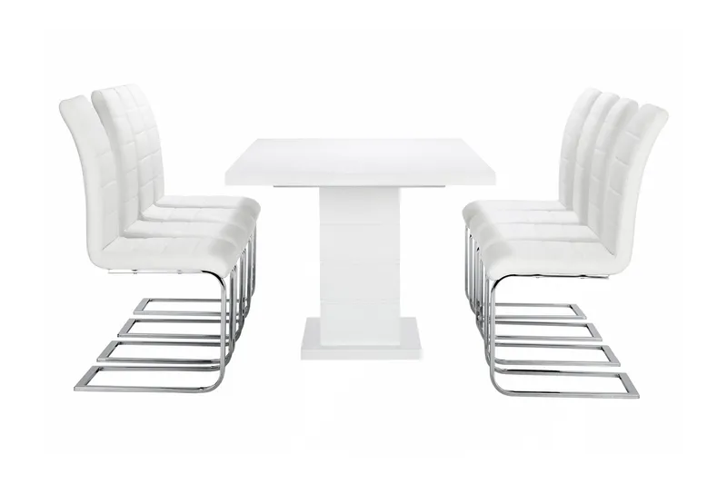 Ratliff Matgrupp 180 cm + 8 Sorado Stol - Vit/Krom - Möbler - Bord & matgrupp - Matgrupp