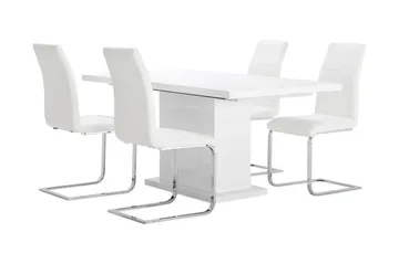 Ratliff Matgrupp 180 cm + 4 Sorado Stol - Vit/Krom - Möbler - Bord & matgrupp - Matgrupp