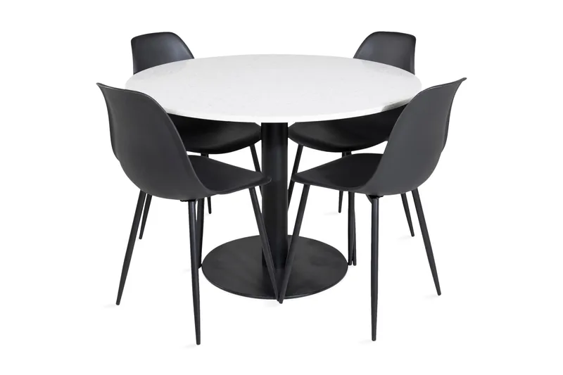 Razzia Matgrupp 106 cm Rund inkl 4 Ypas Stolar, Vit/Svart