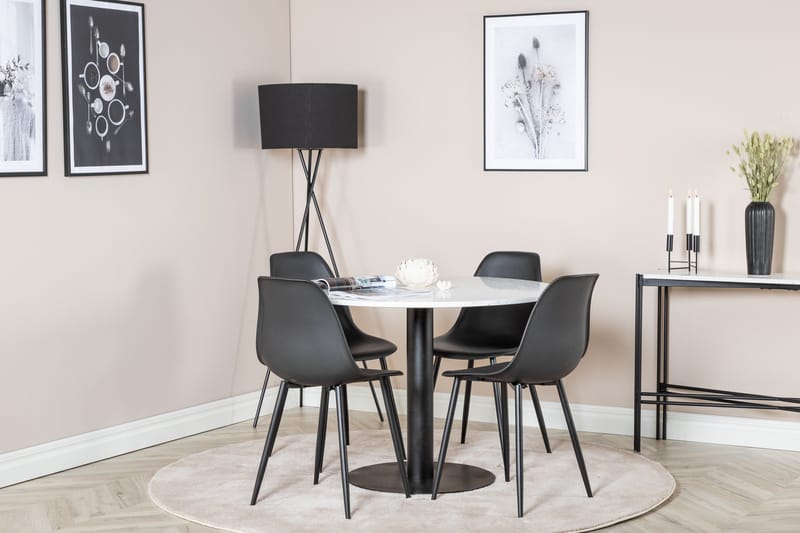 Razzia Matgrupp 106 cm Rund inkl 4 Ypas Stolar - Vit/Svart - Möbler - Bord & matgrupp - Matgrupp