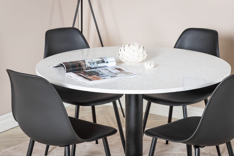 Razzia Matgrupp 106 cm Rund inkl 4 Ypas Stolar - Vit/Svart - Möbler - Bord & matgrupp - Matgrupp