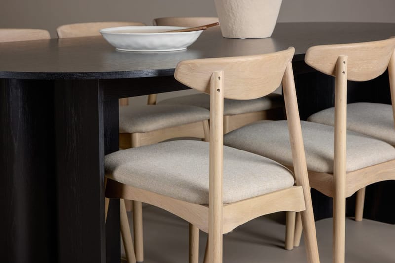 Rektangulär Matgrupp Tyresö 220 cm med 6 Ven Stolar - Svart/whitewash - Möbler - Bord & matgrupp - Matgrupp