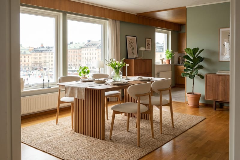 Richeto Matgrupp 180 cm Ek med 4 Molly Matstolar - Ek/Beige - Möbler - Bord & matgrupp - Matgrupp