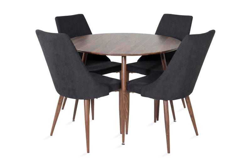 Ridones Matgrupp 100 cm Rund inkl 4 Campomar Stolar, Brun/Svart