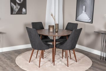 Ridones Matgrupp 100 cm Rund inkl 4 Campomar Stolar - Brun/Svart - Möbler - Bord & matgrupp - Matgrupp