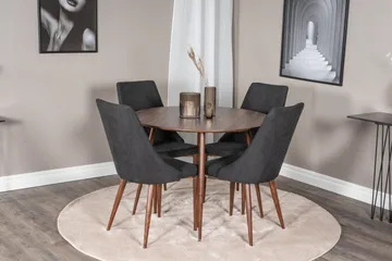 Ridones Matgrupp 100 cm Rund inkl 4 Campomar Stolar - Brun/Svart - Möbler - Bord & matgrupp - Matgrupp