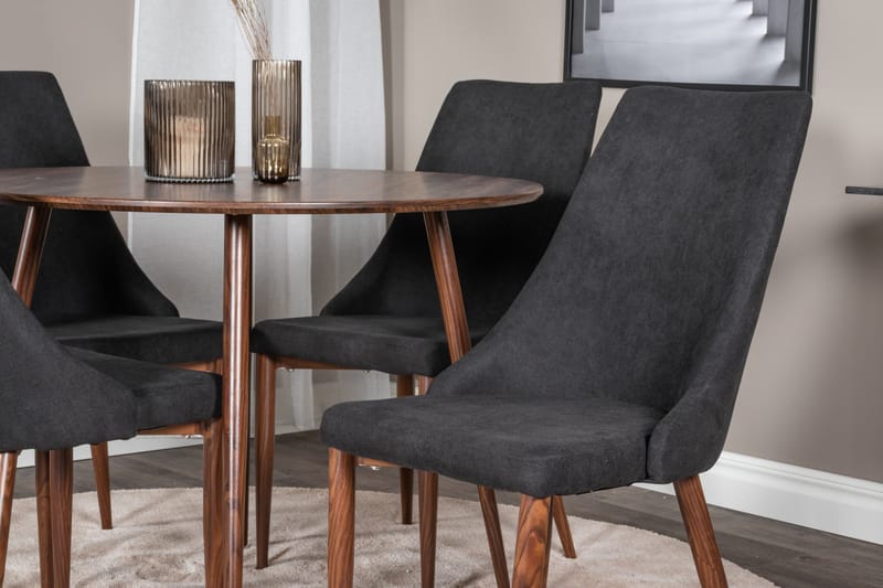 Ridones Matgrupp 100 cm Rund inkl 4 Campomar Stolar - Brun/Svart - Möbler - Bord & matgrupp - Matgrupp