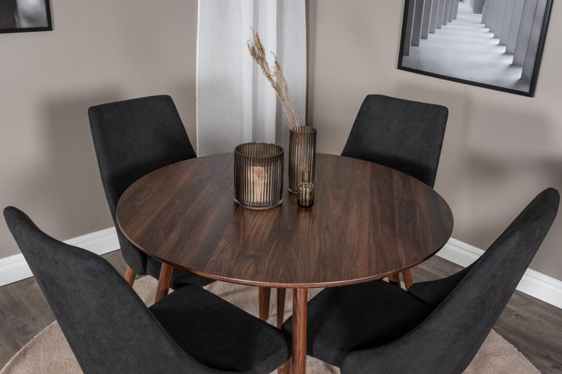 Ridones Matgrupp 100 cm Rund inkl 4 Campomar Stolar - Brun/Svart - Möbler - Bord & matgrupp - Matgrupp