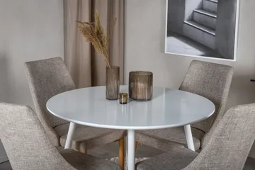 Ridones Matgrupp 100 cm Rund inkl 4 Ludvig Stolar - Vit/Ljusgrå/Ek - Möbler - Bord & matgrupp - Matgrupp