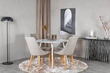 Ridones Matgrupp 100 cm Rund inkl 4 Ludvig Stolar - Vit/Ljusgrå/Ek - Möbler - Bord & matgrupp - Matgrupp