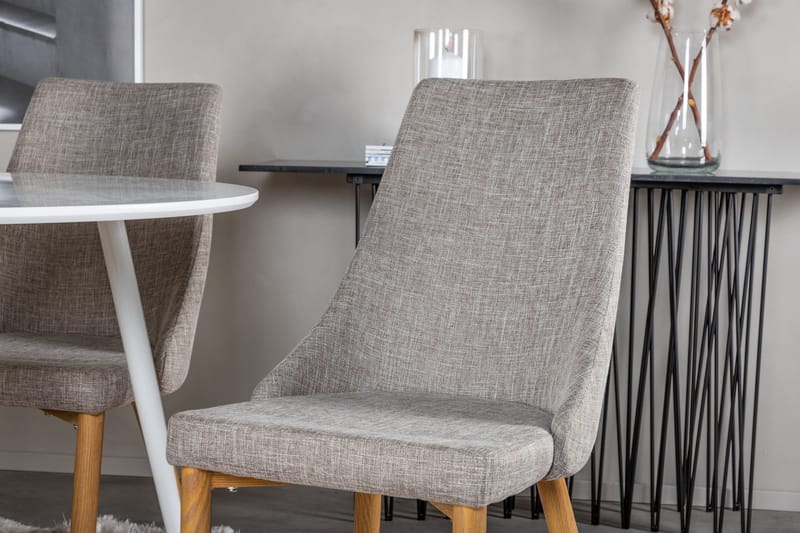 Ridones Matgrupp 100 cm Rund inkl 4 Ludvig Stolar - Vit/Ljusgrå/Ek - Möbler - Bord & matgrupp - Matgrupp