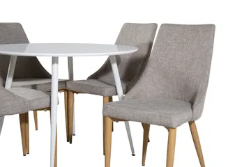 Ridones Matgrupp 100 cm Rund inkl 4 Ludvig Stolar - Vit/Ljusgrå/Ek - Möbler - Bord & matgrupp - Matgrupp