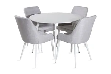 Ridones Matgrupp 100 cm Rund inkl 4 Ridones Stolar - Vit/Grå - Möbler - Bord & matgrupp - Matgrupp