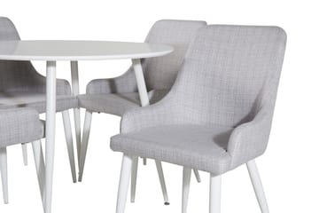 Ridones Matgrupp 100 cm Rund inkl 4 Ridones Stolar - Vit/Grå - Möbler - Bord & matgrupp - Matgrupp