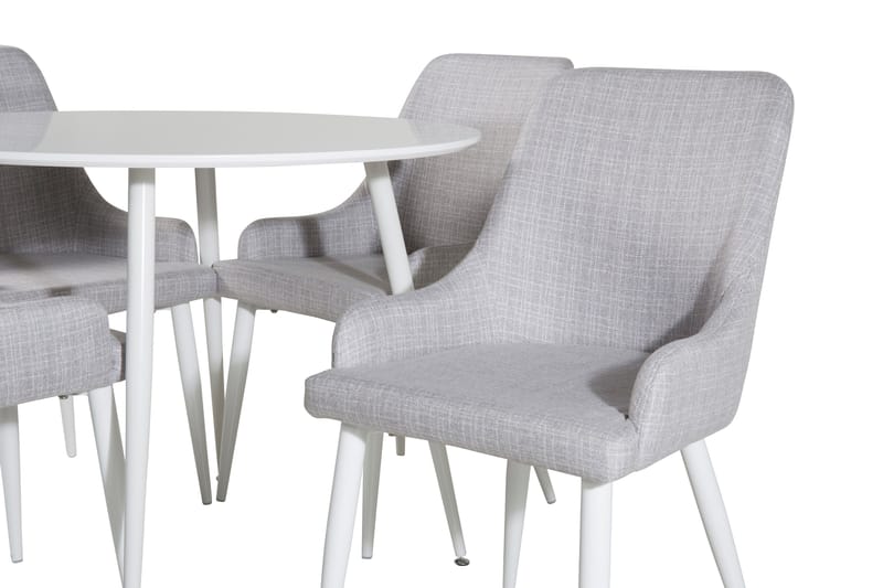 Ridones Matgrupp 100 cm Rund inkl 4 Ridones Stolar - Vit/Grå - Möbler - Bord & matgrupp - Matgrupp