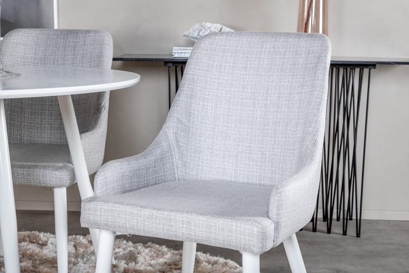 Ridones Matgrupp 100 cm Rund inkl 4 Ridones Stolar - Vit/Grå - Möbler - Bord & matgrupp - Matgrupp