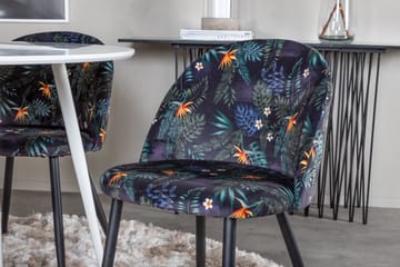 Ridones Matgrupp 100 cm Rund inkl 4 Sedavi Stolar - Vit/Blå/Svart - Möbler - Bord & matgrupp - Matgrupp