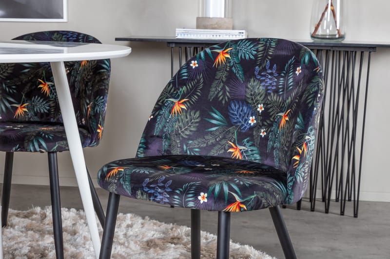 Ridones Matgrupp 100 cm Rund inkl 4 Sedavi Stolar - Vit/Blå/Svart - Möbler - Bord & matgrupp - Matgrupp