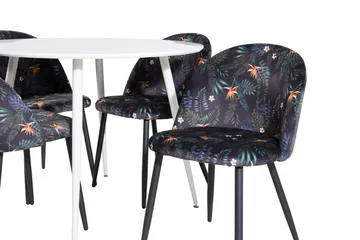 Ridones Matgrupp 100 cm Rund inkl 4 Sedavi Stolar - Vit/Blå/Svart - Möbler - Bord & matgrupp - Matgrupp