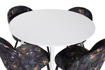 Ridones Matgrupp 100 cm Rund inkl 4 Sedavi Stolar - Vit/Blå/Svart - Möbler - Bord & matgrupp - Matgrupp