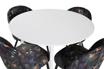Ridones Matgrupp 100 cm Rund inkl 4 Sedavi Stolar - Vit/Blå/Svart - Möbler - Bord & matgrupp - Matgrupp