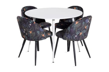 Ridones Matgrupp 100 cm Rund inkl 4 Sedavi Stolar - Vit/Blå/Svart - Möbler - Bord & matgrupp - Matgrupp