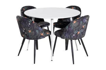 Ridones Matgrupp 100 cm Rund inkl 4 Sedavi Stolar - Vit/Blå/Svart - Möbler - Bord & matgrupp - Matgrupp