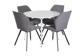 Ridones Matgrupp 100 cm Rund inkl 4 Sumoas Stolar - Vit/Grå/Svart - Möbler - Bord & matgrupp - Matgrupp