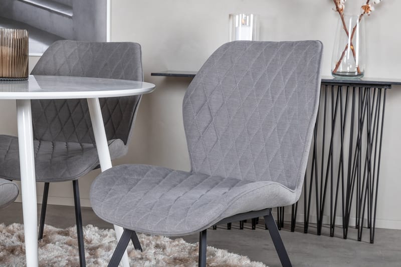 Ridones Matgrupp 100 cm Rund inkl 4 Sumoas Stolar - Vit/Grå/Svart - Möbler - Bord & matgrupp - Matgrupp