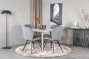 Ridones Matgrupp 100 cm Rund inkl 4 Sumoas Stolar - Vit/Grå/Svart - Möbler - Bord & matgrupp - Matgrupp