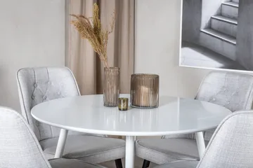 Ridones Matgrupp 100 cm Rund inkl 4 Valera Stolar - Vit/Grå - Möbler - Bord & matgrupp - Matgrupp