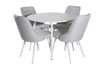 Ridones Matgrupp 100 cm Rund inkl 4 Valera Stolar - Vit/Grå - Möbler - Bord & matgrupp - Matgrupp