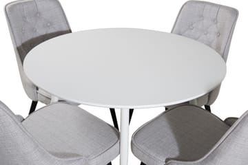 Ridones Matgrupp 100 cm Rund inkl 4 Valera Stolar - Vit/Grå - Möbler - Bord & matgrupp - Matgrupp