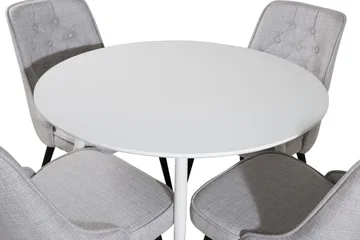 Ridones Matgrupp 100 cm Rund inkl 4 Valera Stolar - Vit/Grå - Möbler - Bord & matgrupp - Matgrupp