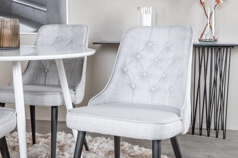 Ridones Matgrupp 100 cm Rund inkl 4 Valera Stolar - Vit/Grå - Möbler - Bord & matgrupp - Matgrupp