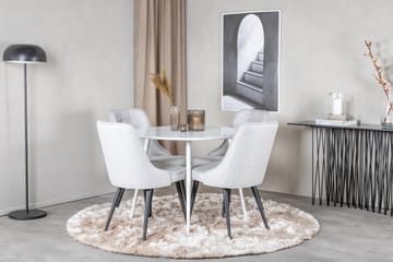 Ridones Matgrupp 100 cm Rund inkl 4 Valera Stolar - Vit/Grå - Möbler - Bord & matgrupp - Matgrupp