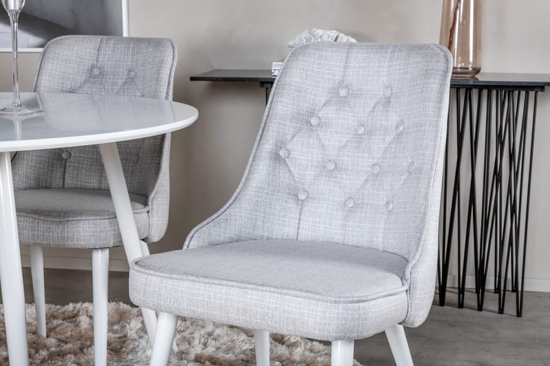 Ridones Matgrupp 100 cm Rund inkl 4 Valera Stolar - Vit/Grå - Möbler - Bord & matgrupp - Matgrupp