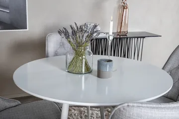 Ridones Matgrupp 100 cm Rund inkl 4 Valera Stolar - Vit/Grå - Möbler - Bord & matgrupp - Matgrupp