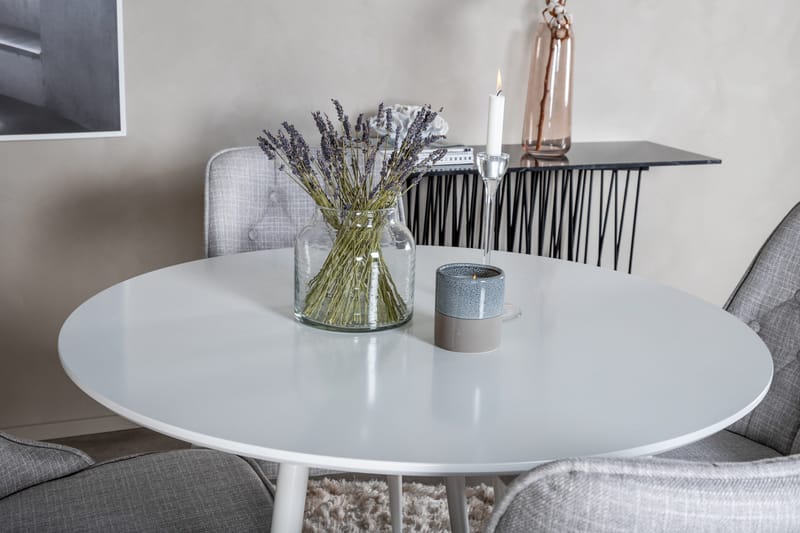 Ridones Matgrupp 100 cm Rund inkl 4 Valera Stolar - Vit/Grå - Möbler - Bord & matgrupp - Matgrupp