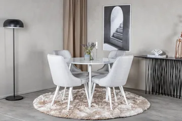 Ridones Matgrupp 100 cm Rund inkl 4 Valera Stolar - Vit/Grå - Möbler - Bord & matgrupp - Matgrupp