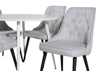 Ridones Matgrupp 100 cm Rund inkl 4 Valera Stolar - Vit/Grå - Möbler - Bord & matgrupp - Matgrupp