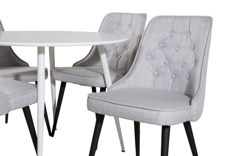 Ridones Matgrupp 100 cm Rund inkl 4 Valera Stolar - Vit/Grå - Möbler - Bord & matgrupp - Matgrupp